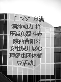 “心”意满满添动力 释压减负凝斗志 陕西合阳公安组织开展心理健康团体辅导活动