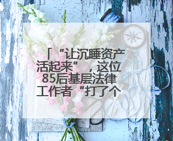 “让沉睡资产活起来”，这位85后基层法律工作者“打了个样”