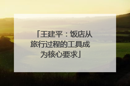 王建平：饭店从旅行过程的工具成为核心要求