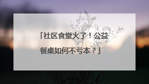 社区食堂火了！公益餐桌如何不亏本？
