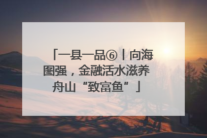 一县一品⑥丨向海图强，金融活水滋养舟山“致富鱼”