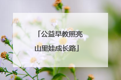 公益早教照亮山里娃成长路