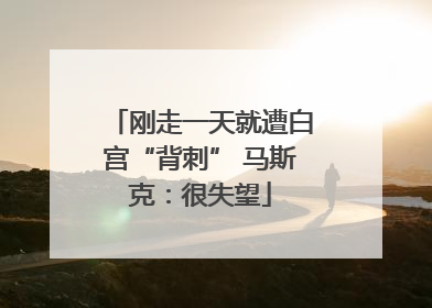 刚走一天就遭白宫“背刺” 马斯克：很失望