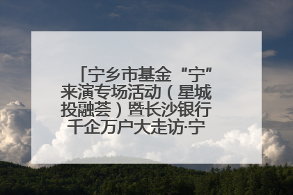 宁乡市基金“宁”来演专场活动（星城投融荟）暨长沙银行千企万户大走访·宁乡专场活动举行