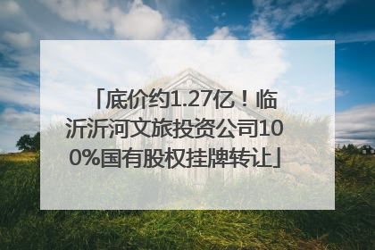 底价约1.27亿！临沂沂河文旅投资公司100%国有股权挂牌转让
