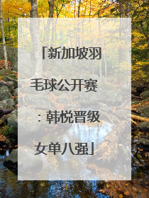 新加坡羽毛球公开赛：韩悦晋级女单八强