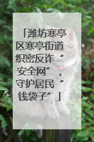 潍坊寒亭区寒亭街道织密反诈“安全网”，守护居民“钱袋子”