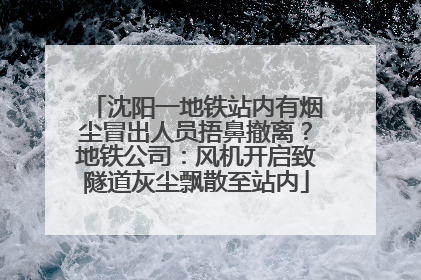 沈阳一地铁站内有烟尘冒出人员捂鼻撤离？地铁公司：风机开启致隧道灰尘飘散至站内