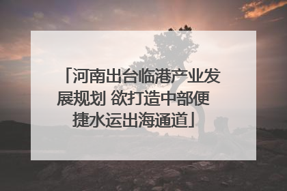 河南出台临港产业发展规划 欲打造中部便捷水运出海通道