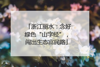 浙江丽水：念好绿色“山字经”，闯出生态富民路
