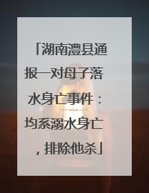 湖南澧县通报一对母子落水身亡事件：均系溺水身亡，排除他杀