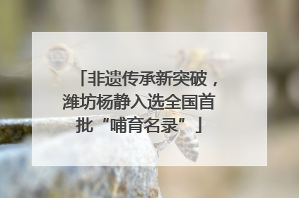 非遗传承新突破，潍坊杨静入选全国首批“哺育名录”