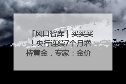 风口智库｜买买买！央行连续7个月增持黄金，专家：金价或仍易涨难跌