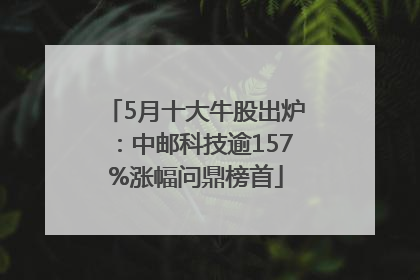 5月十大牛股出炉：中邮科技逾157%涨幅问鼎榜首